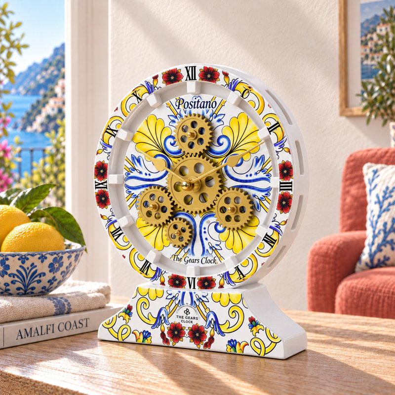 Horloge de bureau 10 po (25 cm) convertible en horloge murale (base amovible), Positano