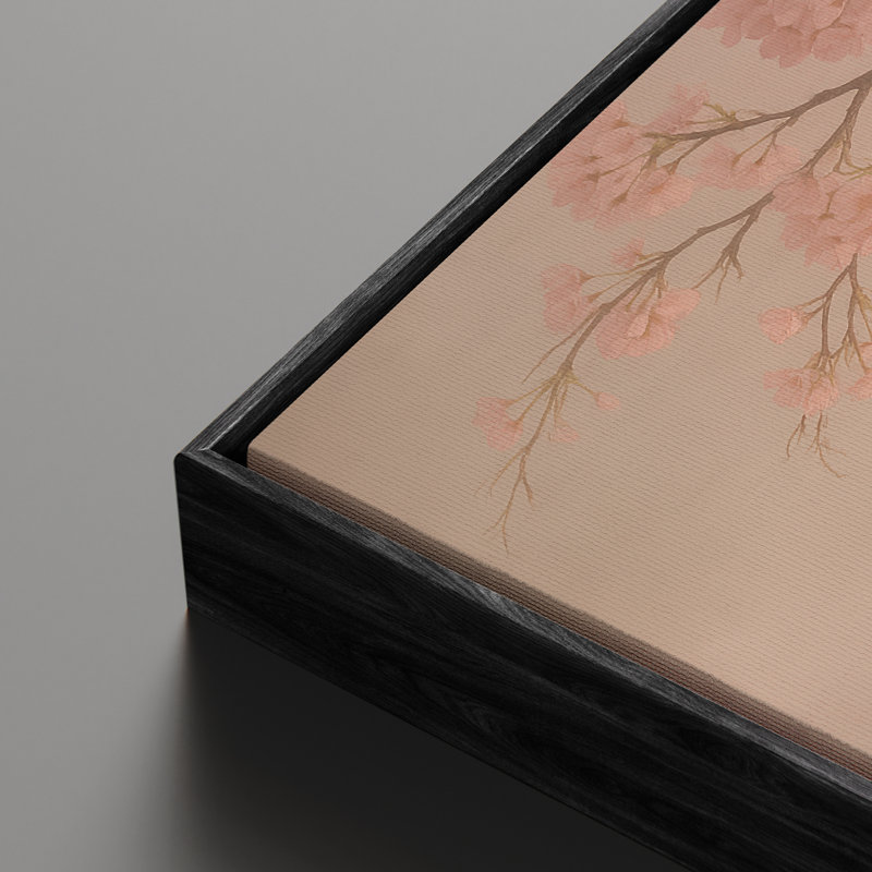 Décoration murale encadrée de fleur de cerisier rose doux pour impression de chambre à coucher, Noir, H 24 po x l 16 po
