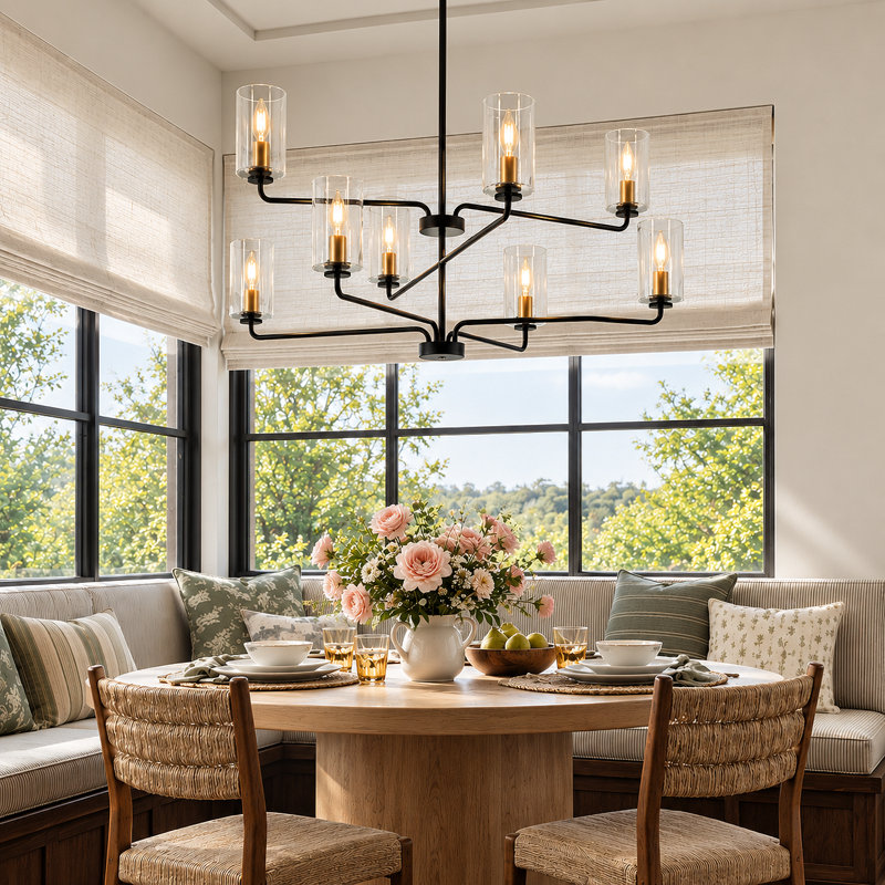 Jacinta 8- Light Dimmable 37’’ W Classic/ Traditional 3 Tiers Dining Room Chandelier