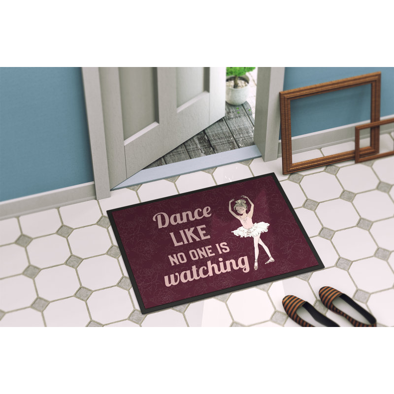 Tapis de porte antidérapant, l 24 po x L 36 po, « Dance Like No One Is Watching »