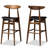 Set of 2 Baxton Studio Flora Mid-Century Modern Black Faux Leather Upholstered Walnut Finished Bar Stools-868790480