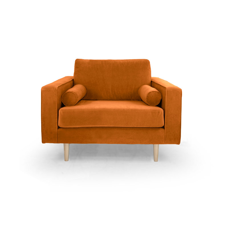Boubacar 2 Seater Velvet Loveseat, Burnt Orange, Natural