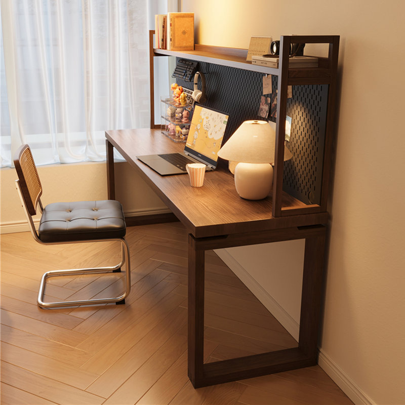 Nut-brown Rectangular Solid Wood writing desk, 61.02” H x 70.87” W x 23.62” D