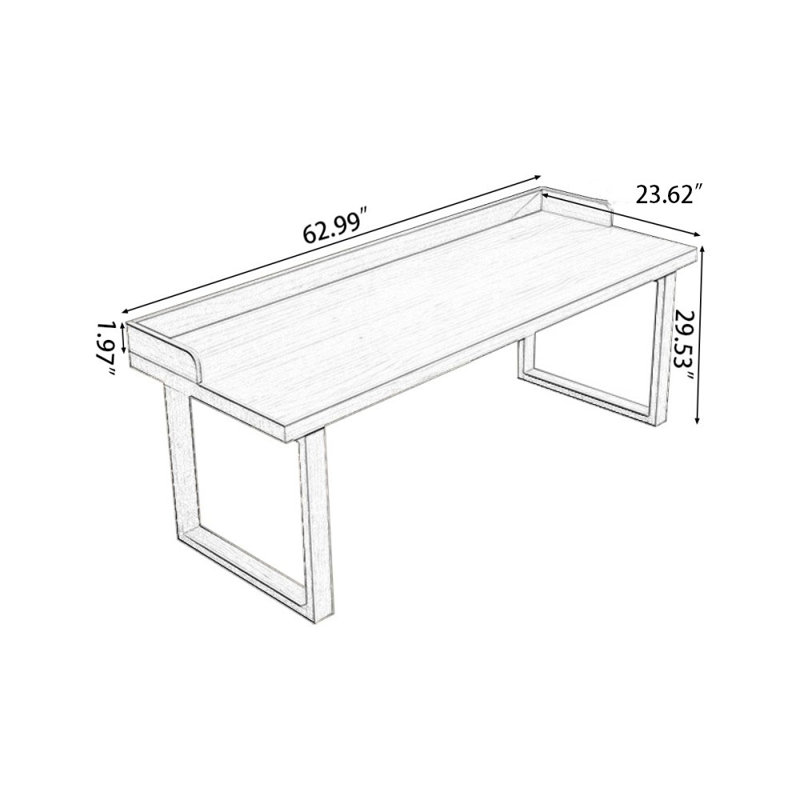 Bureaux rectangulaires en bois massif brun, H 29,53 po x l 62,99 po x P 23,62 po