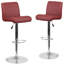 Tabouret de bar à hauteur réglable en vinyle avec siège roulé et base chromée Nusbaum-24677893