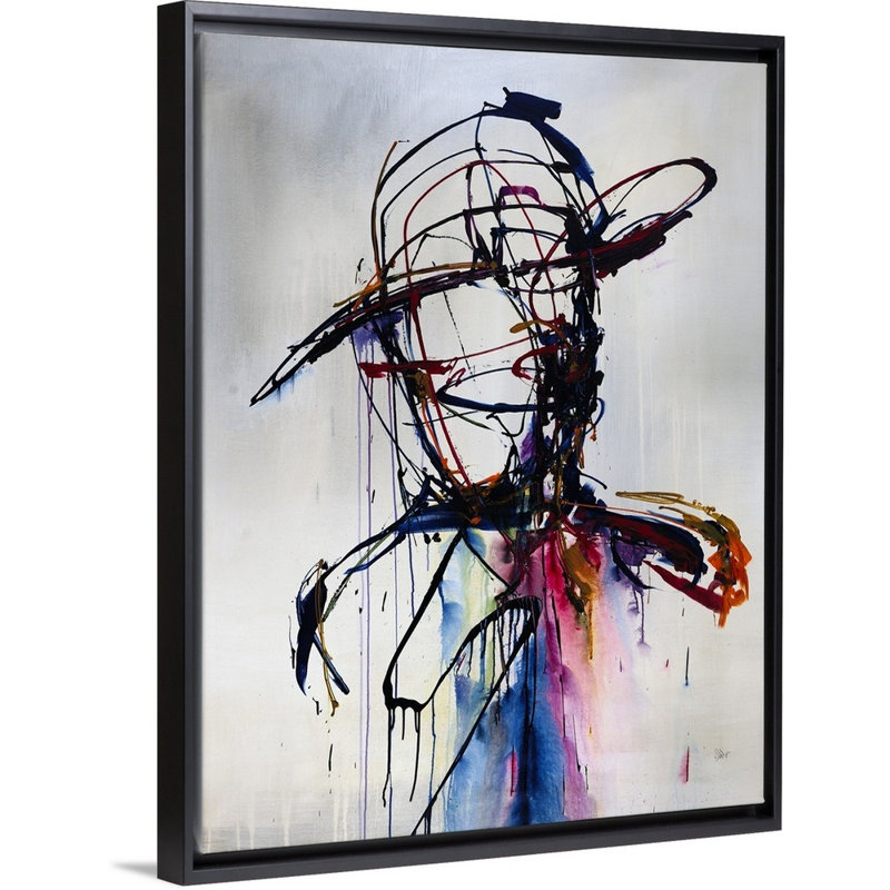 « on the hunt », peinture sur toile, H 41,7 po x l 31,7 po x p 1,75 po, Cadre flottant noir