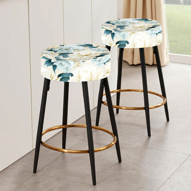 Ensemble de 2 tabourets de bar contemporains à motif victorien Flourish