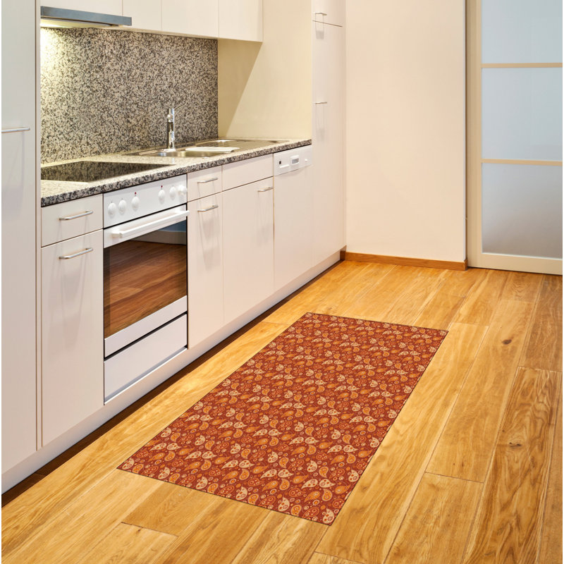 Tapis décoratif orange à haute densité de fibres longues en polyester, Rectangle 2 pi 7 po x 5 pi