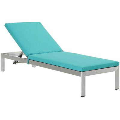 Shore Set of 2 Outdoor Patio Aluminum Chaise with Cushions by Modway -  EEI-2737-SLV-TRQ-SET