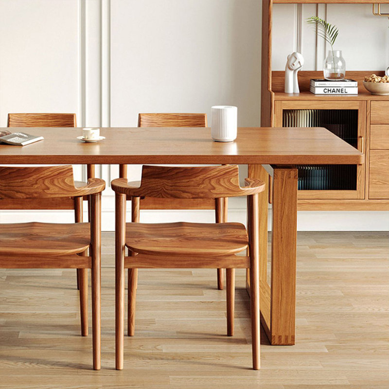 Burlywood Rectangular Solid Wood Dining Table, 29.53"H x 62.99"L x 27.56"W