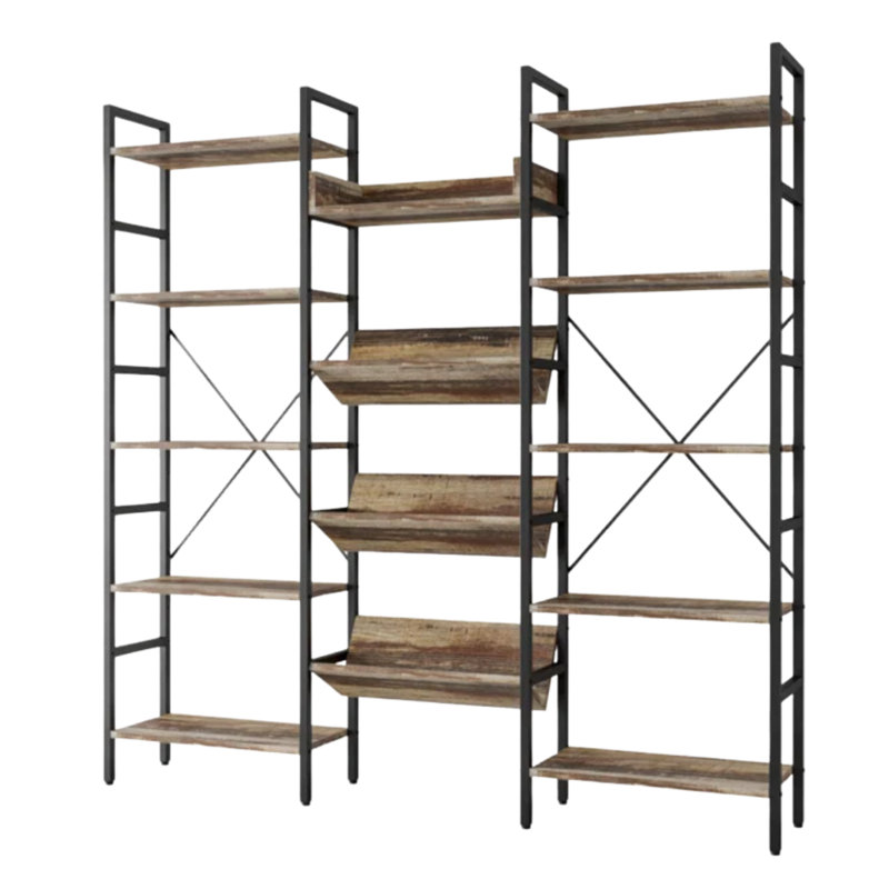 74.2 " H Bookshelf With Open Storage shelves, 5-Tier Bookcase With Metal Frame, Tall Bookcase For Living Room, Home Office