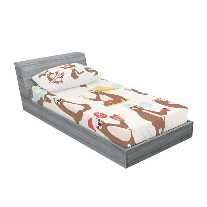 Ensemble de draps à personnages amusants sluggard, Ensemble de draps pour lit simple TG avec drap-hou