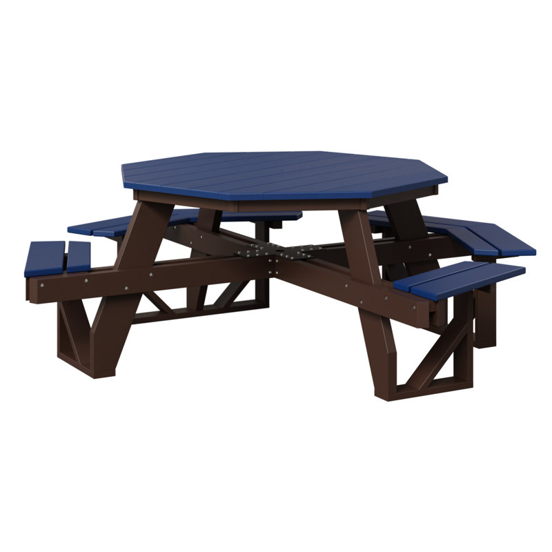 Table de pique-nique Ada, Pacific Blue Top/Chocolate Brown Base