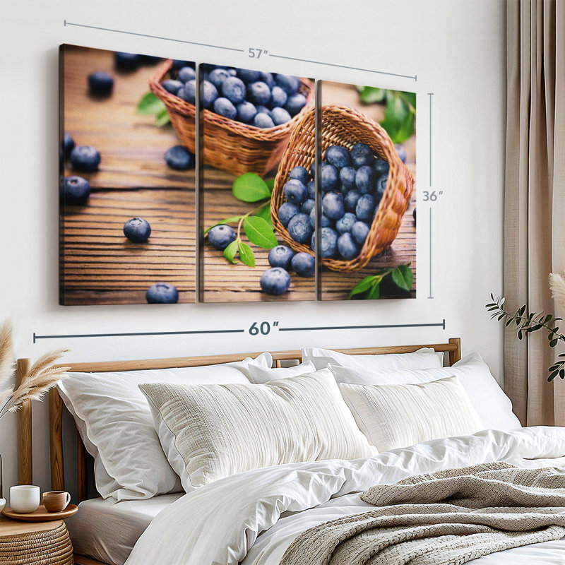 «Blueberries» sur toile, H 36 po x l 57 po