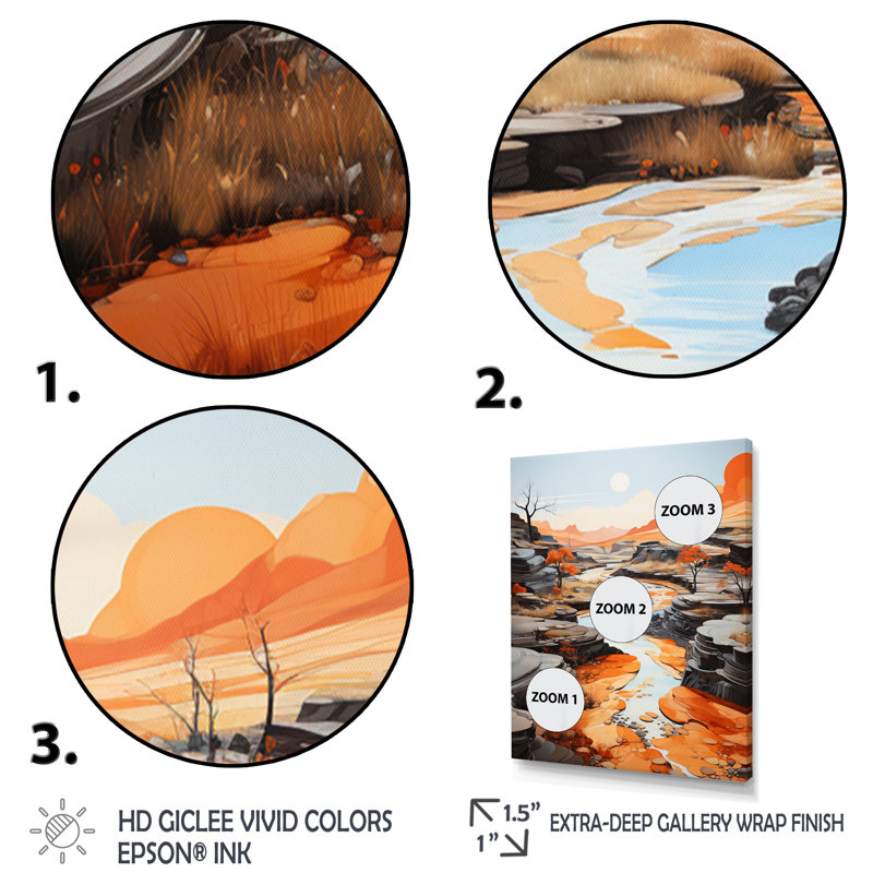 «Meandering River Endless Journey II», reproduction d'art sur toile, H 40 po x l 30 po x P 1,5 po, Encadrement doré