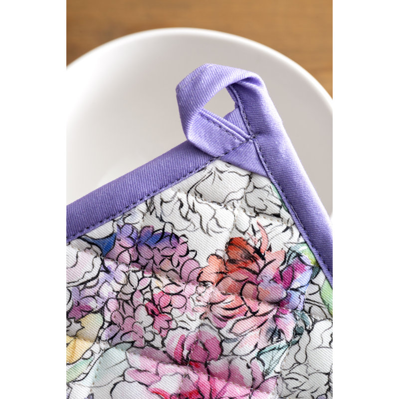 Maison D' Hermine Floral Cotton Potholder & Oven Mitt Set