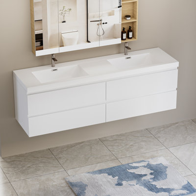 Annaka 72'' Double Bathroom Vanity with Resin Top
