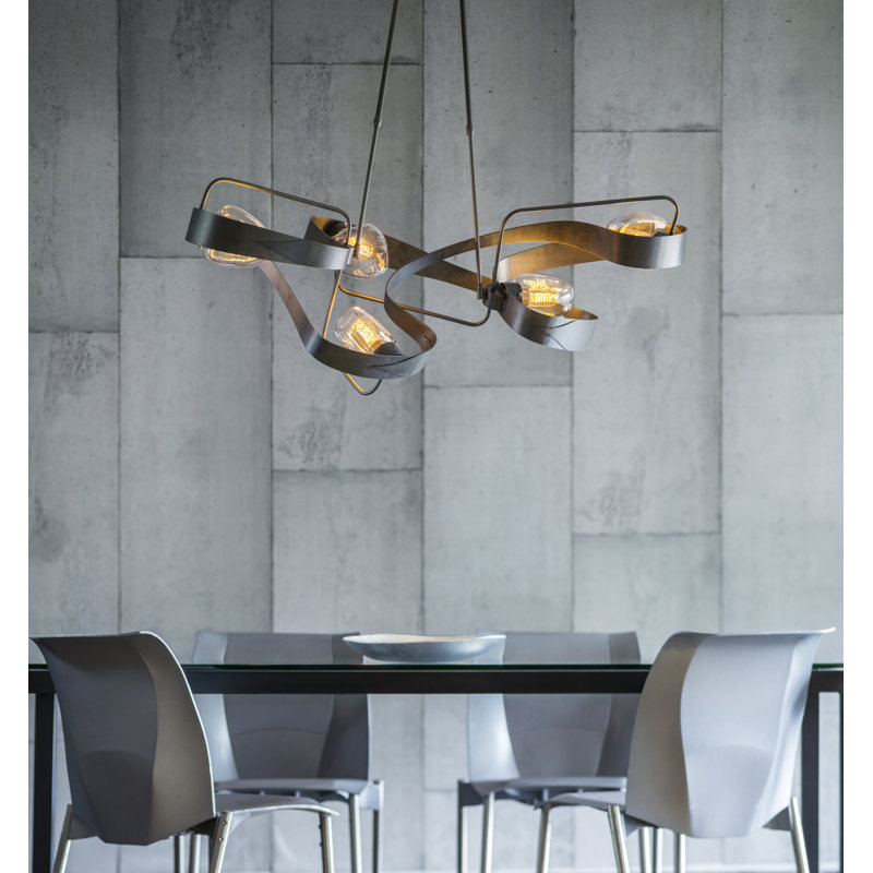 Graffiti 5 - Light Unique/Statement Modern Linear Chandelier, 33.8" - 43.5", Dark Smoke