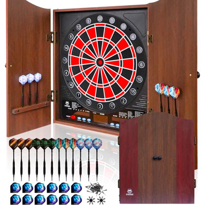 Electronic Dart Board LED Electric Digital Scoreboard Dart Boards for Adults with MDF Cabinet