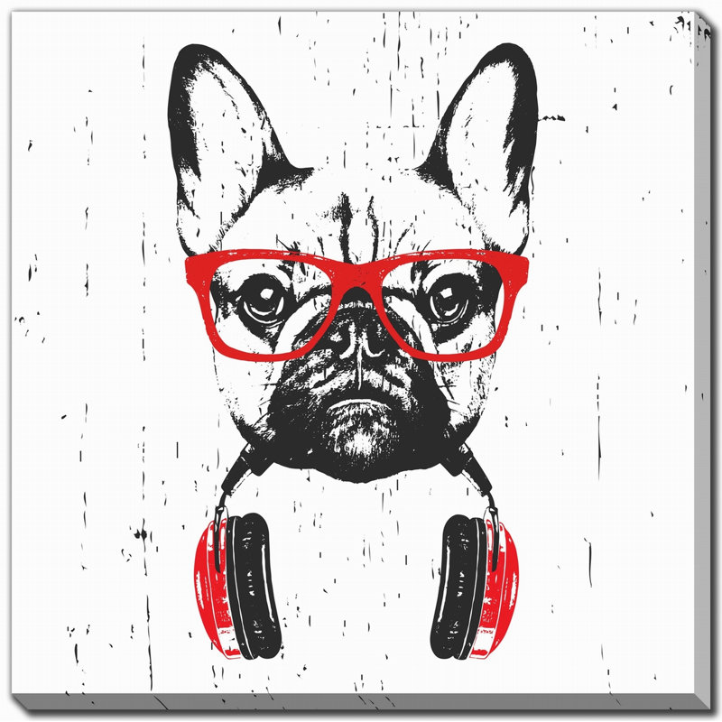 Bulldog avec Attitude, art mural sur toile, H 30 po x l 30 po