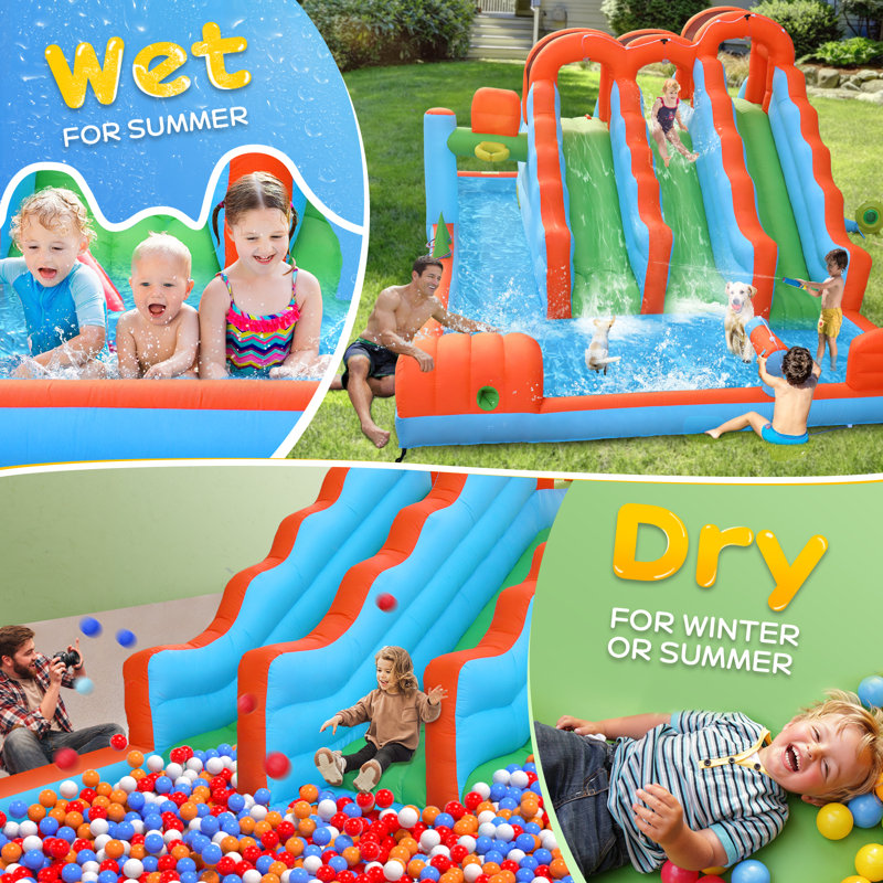Jeu gonflable 10-en-1 pour enfants avec 3 toboggans