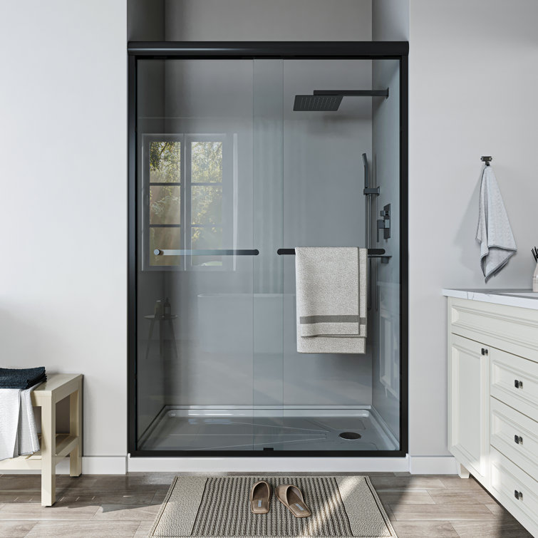 46"-48" W x 72" H Double Sliding Semi-frameless Shower Door with Two Handles