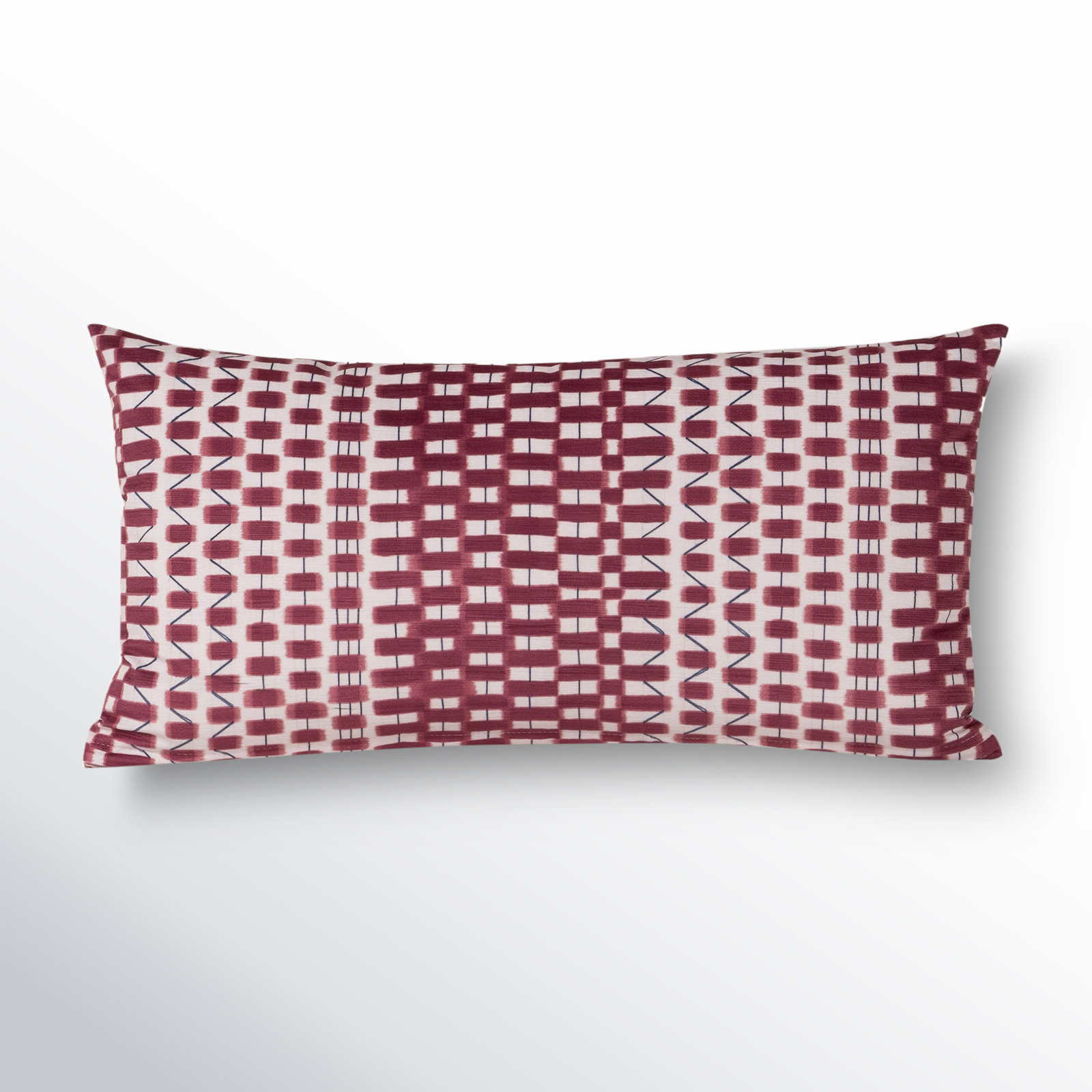  Checkered Throw Pillow, Red, Feather, Rectangle 12"H x 21"W