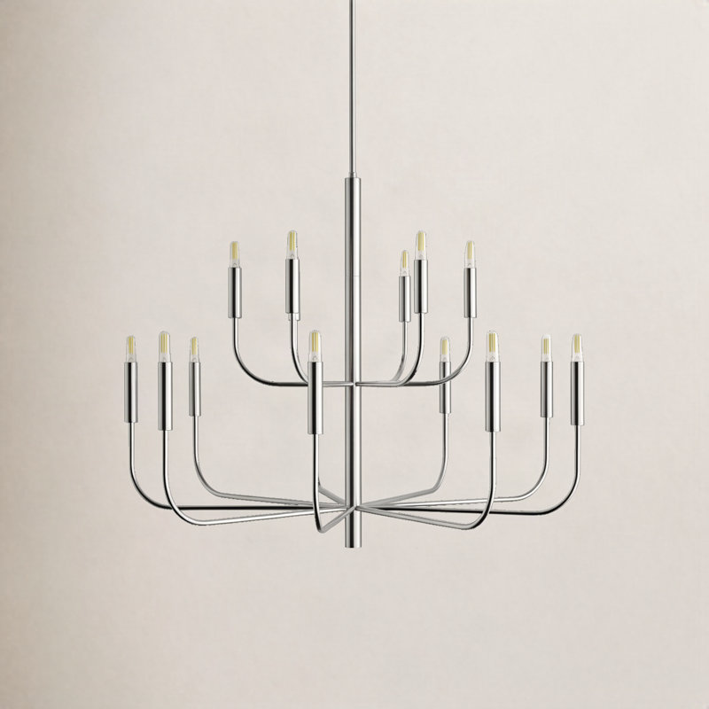 Tedder 15-Light Chandelier, Nickel poli