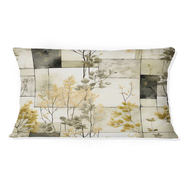 Coussin en polyester Green Cubic Botanical Dreams I - Patchwork