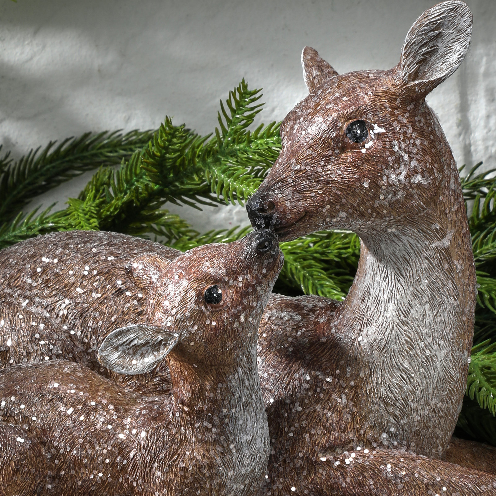 Winter Chalet Doe with Baby Figurine