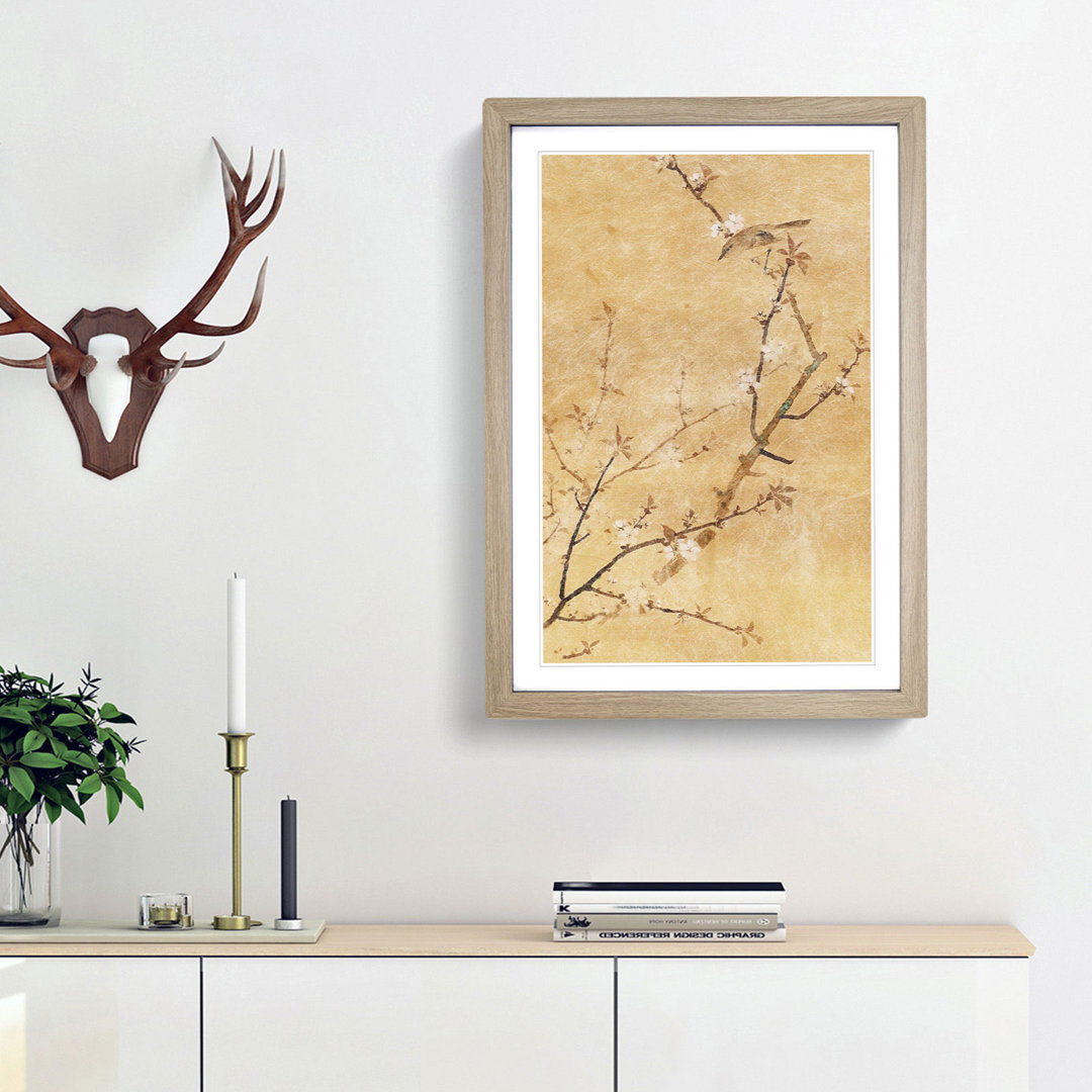 Bird on Cherry Blossoms by Maruyama Okyo - Picture Frame Painting Print