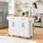 White 49.1-Inch Mobile Kitchen Island Trolley With Folding Tabletop, Drawer Storage, Rubberwood Countertop, Removable Towel Rack And Spice Rack.