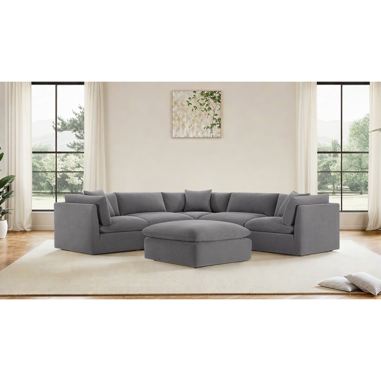 Annabella Sectional, Elite Pewter Textured Performance Chenille