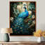 Zellie Teal Peacock - monochrome, art mural paon-192523277-192523268-151568036