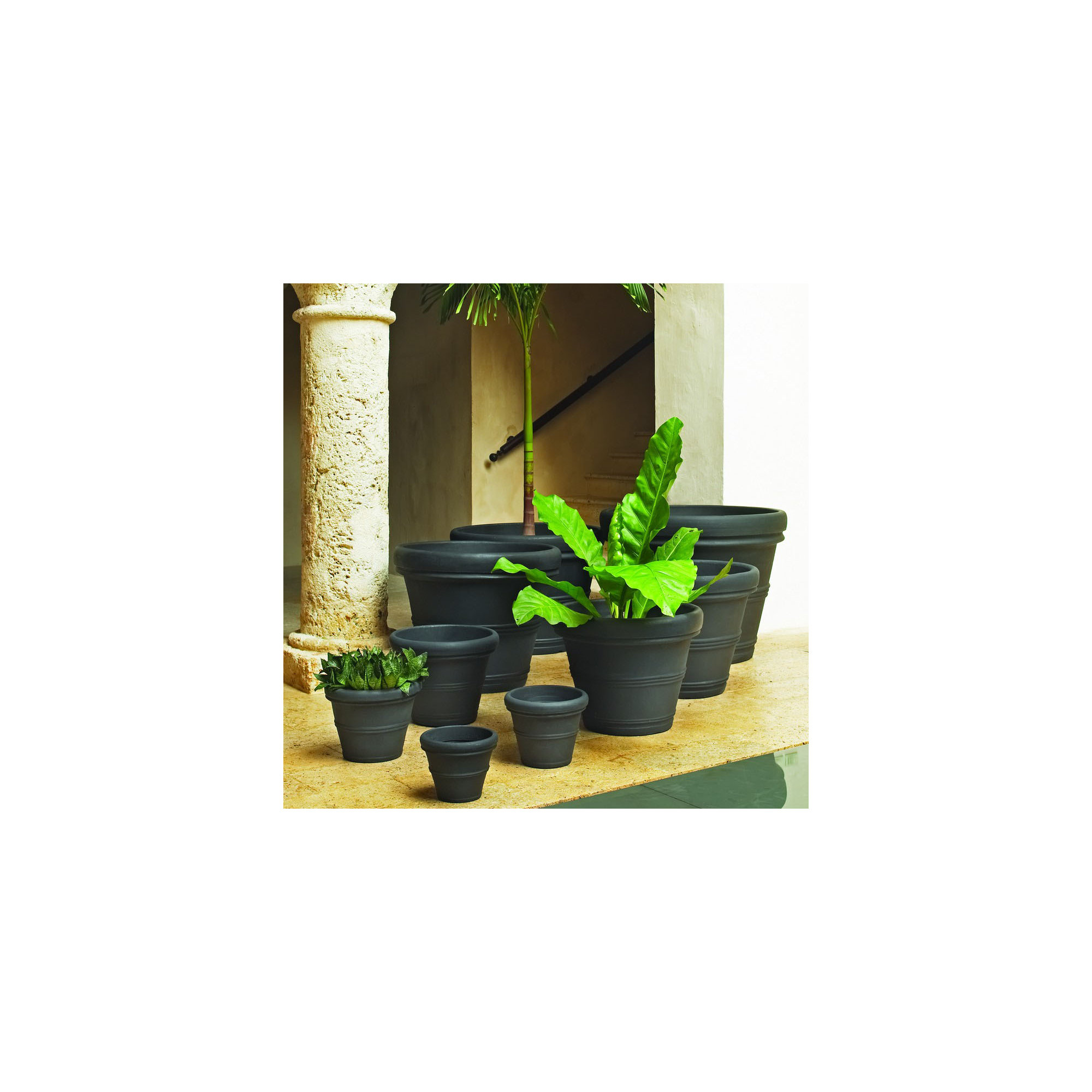 Lanesborough Resin Pot Planter, Beige, 25" H x 31.5" W x 31.5" D