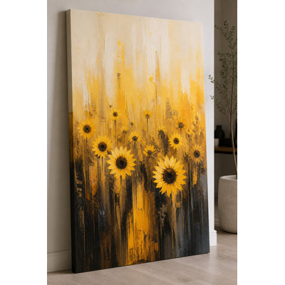 Large Sunflower Field Canvas Wall Art Bright Floral Decor for Living Room Bedroom Farmhouse Rustic Artwork 24x36 Inch Canvas Print - Ready to hang