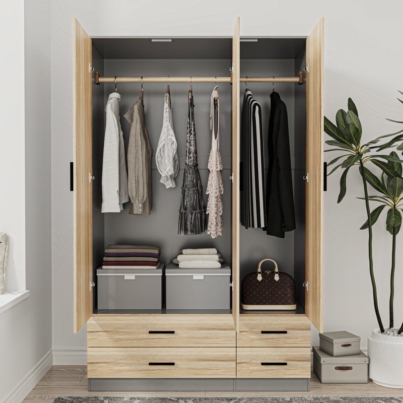 Retonia Manufactured Wood Wardrobe, Ash Grey/Oak
