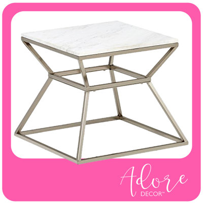 Adore Decor Audrey Marble Side Table, 17"