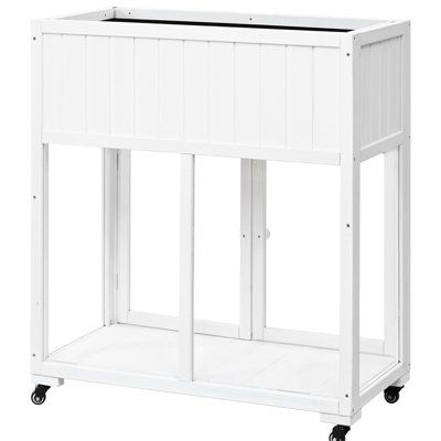 Cold Frame Mini For Garden: 35.4''X17.7''X37.4'', Fir Wood, Polycarbonate Doors, Raised Bed With Liner, Wheels, Black, Space Saving Greenhouse Frame: 35.4X17.7X37.4", Easy Move