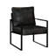Chaise d'appoint de style industriel moderne en similicuir gris foncé et fauteuil en métal noir-1815030700