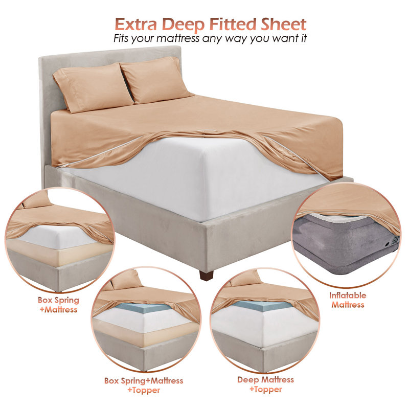 Taupe Sand Full Deep Pocket Microfiber Sheet Set