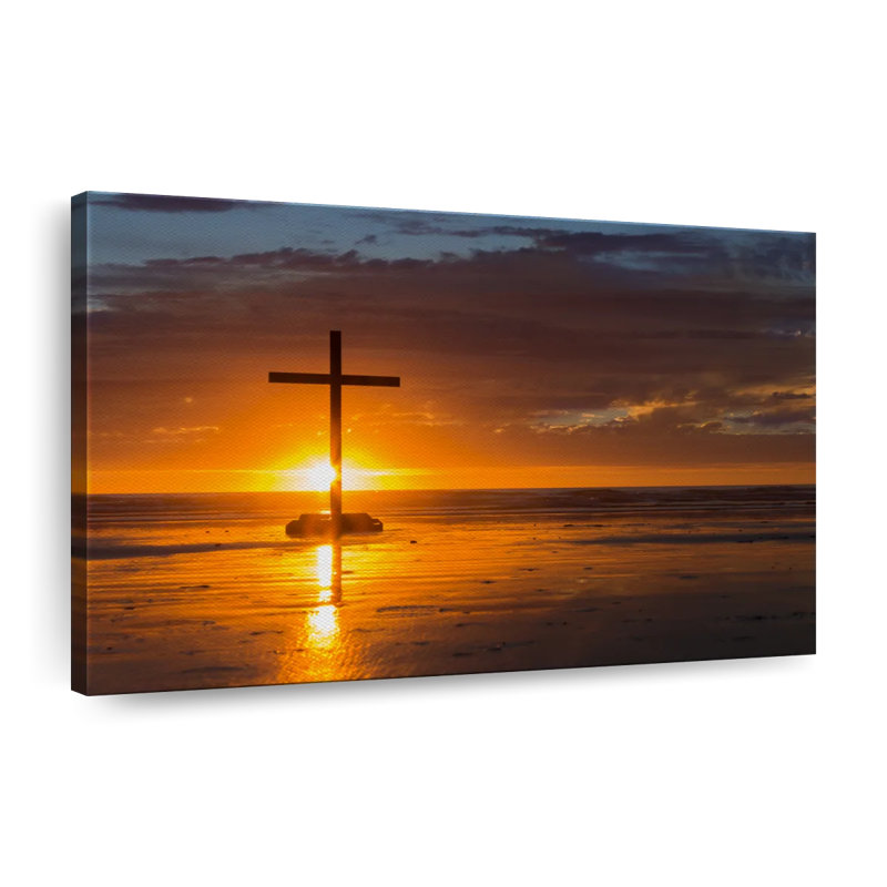 Cross Sunset Canvas Print, 24" H x 36" W x 1.25" D