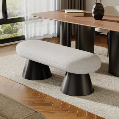 Canaan Fabric Upholstered Dining Bench With Metal Legs