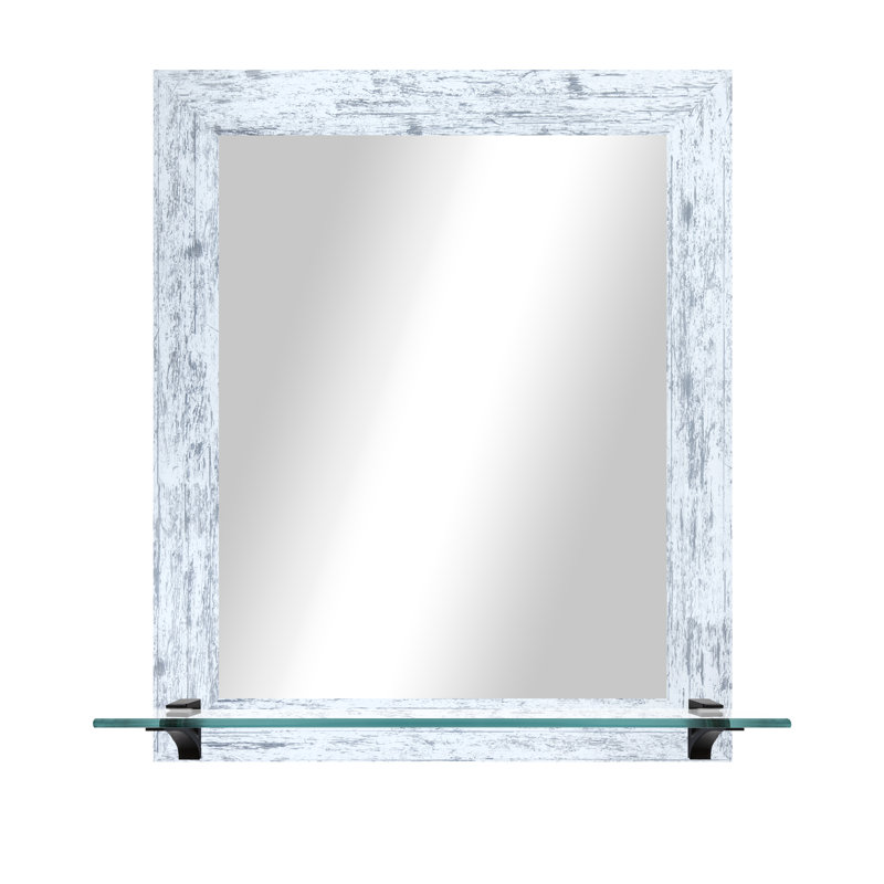 Miroir Kridia, H 25,5 po x l 21,5 po, Blanc patiné / noir, Verticale