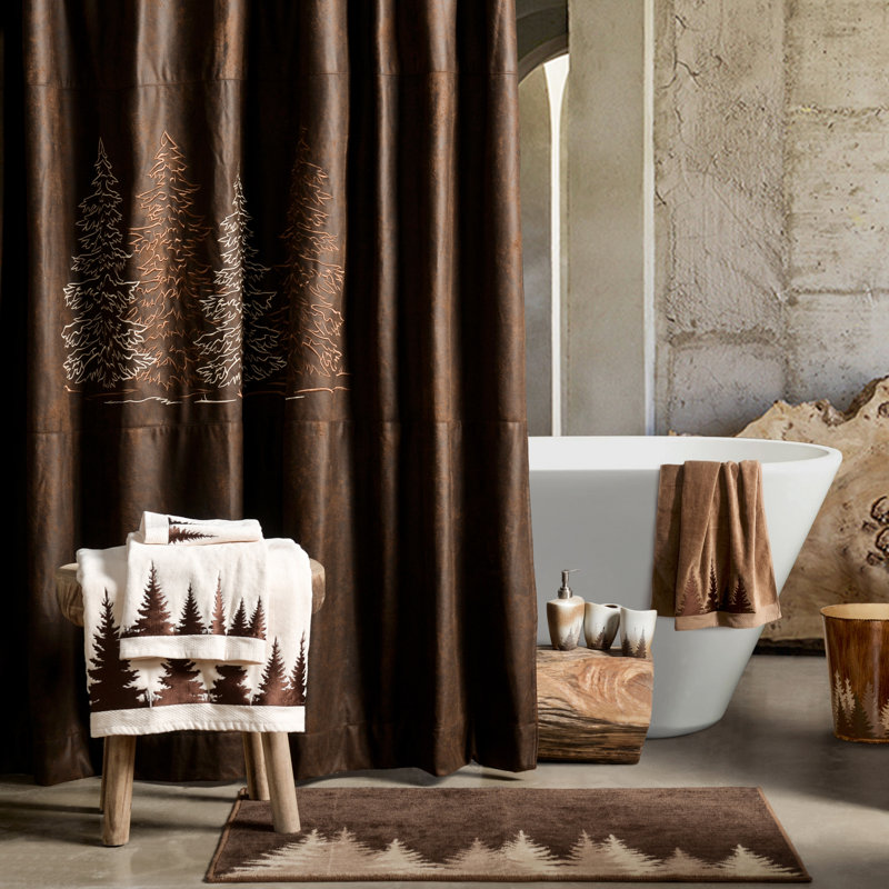 Rustic Chocolate Brown and Cream Fabric Tub Curtain Set