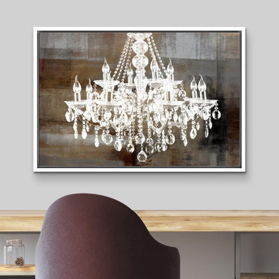 Glam Crystal Chandelier Silhouette On Abstract Background Artwork Canvas Pictures Print Wall Art