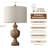 26.8" Farmhouse Brown Resin Table Lamp, Bedside or End Table Lamp with Linen Shade, Includes Bulb