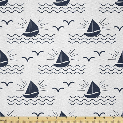 Deanie Waves Sea Sailboat Seagulls Multi-Purpose Fabric