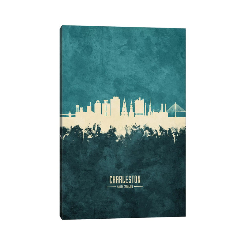 «Charleston South Carolina Skyline» par Michael Tompsett - peinture sur toile tendue, H 60 po x l 40po x P 1,5 po