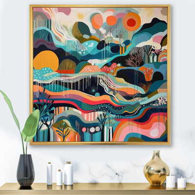 «Blue Green Minimalims Explosion - Abstract Landscape», art mural